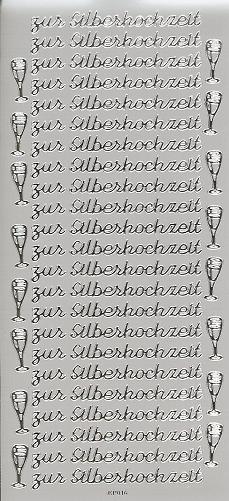 Konturensticker silber Spiegeleffekt, zur Silberhochzeit, edel